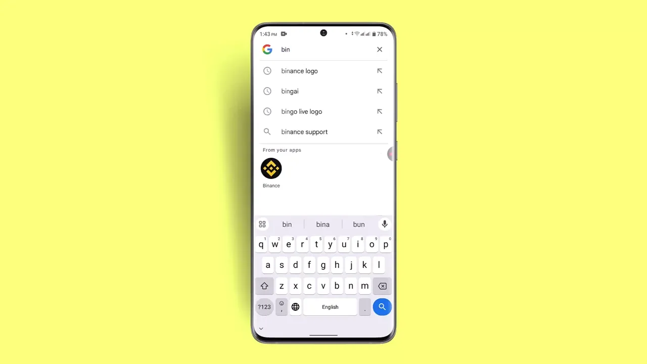 Binance app info page for managing storage and cache