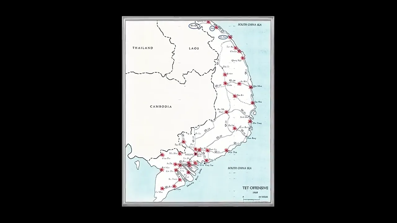 Map detailing Tet Offensive attack locations