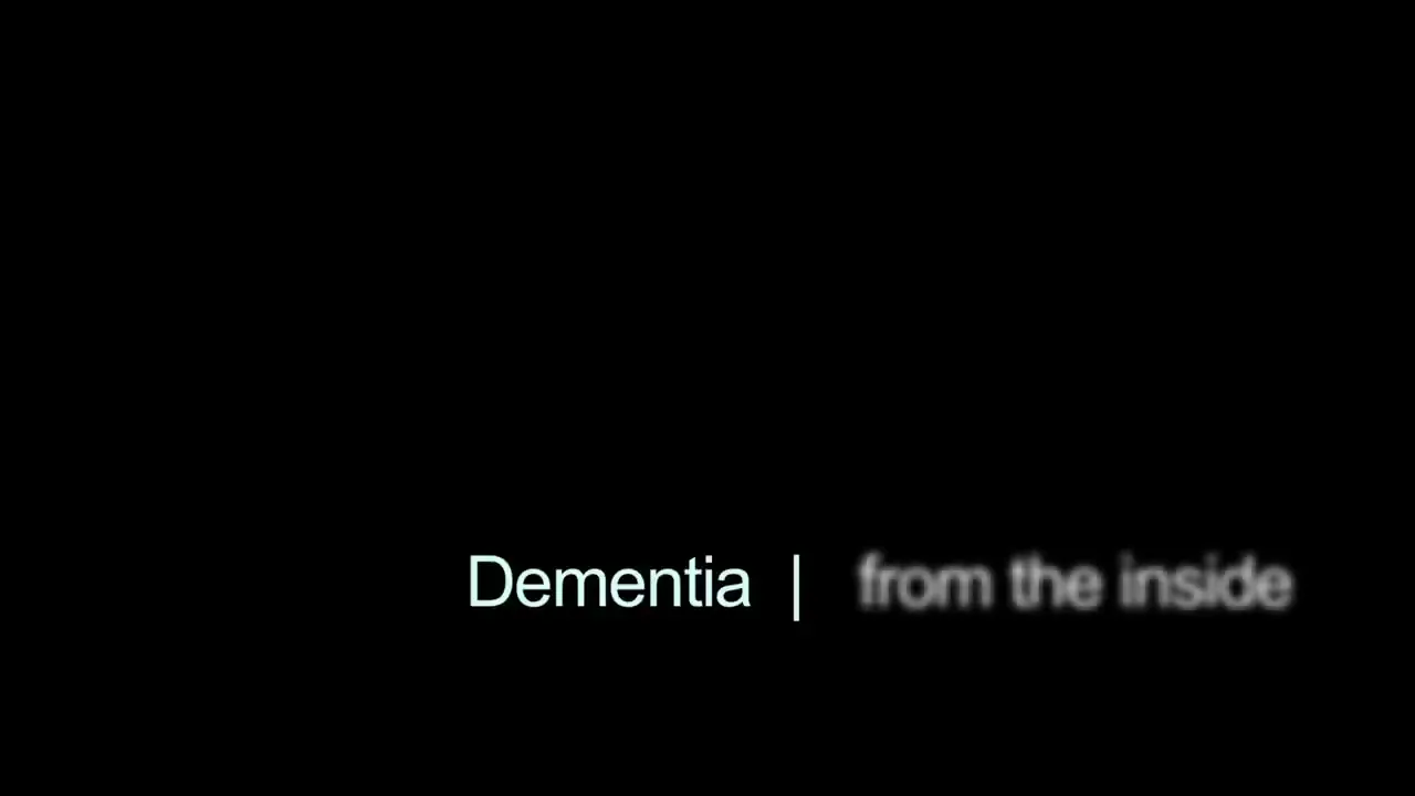 The screen displays the text "Dementia | from the inside" in white font against a black background.