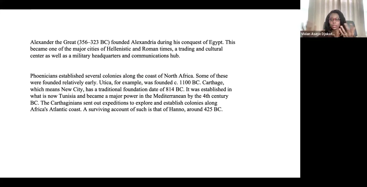 Text about Alexander the Great founding Alexandria and Phoenicians establishing colonies along the coast of North Africa.