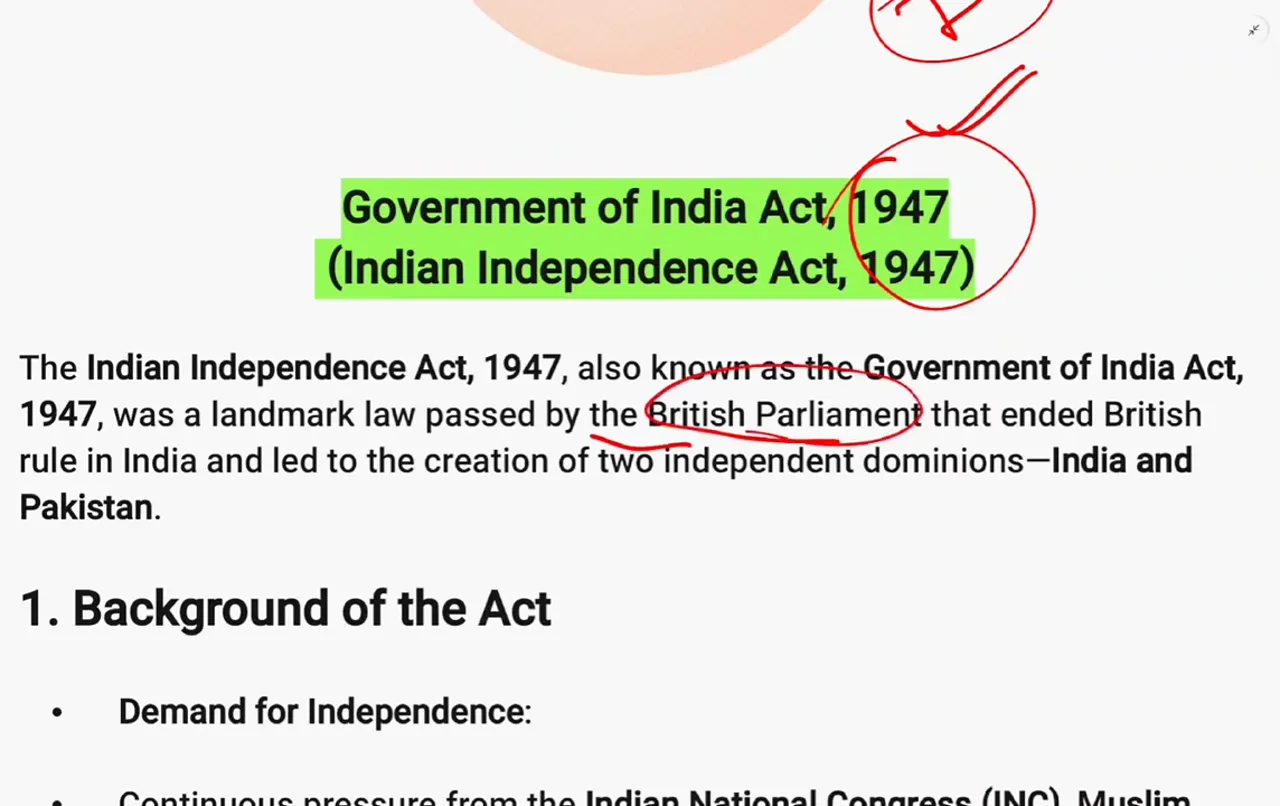 Overview of Indian Independence Act 1947