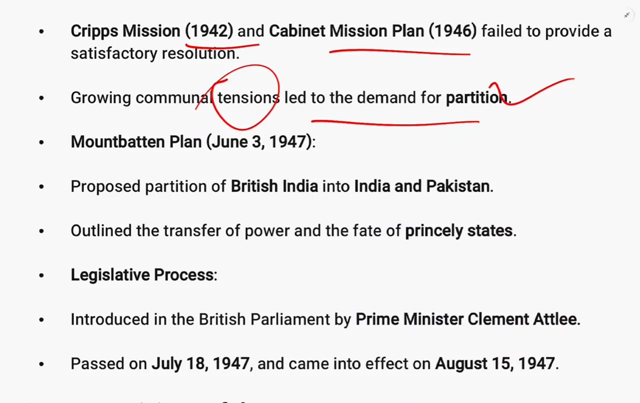 Growing communal tensions and Mountbatten Plan