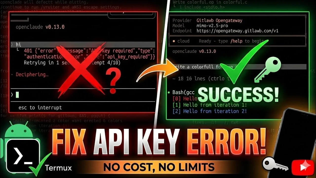 Gitlab फ्री गेटवे पर API Key एरर कैसे ठीक करें (OpenClaude Termux)