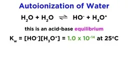 Autoionization of water