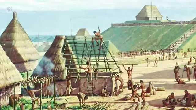 Artistic rendering of Cahokia's construction