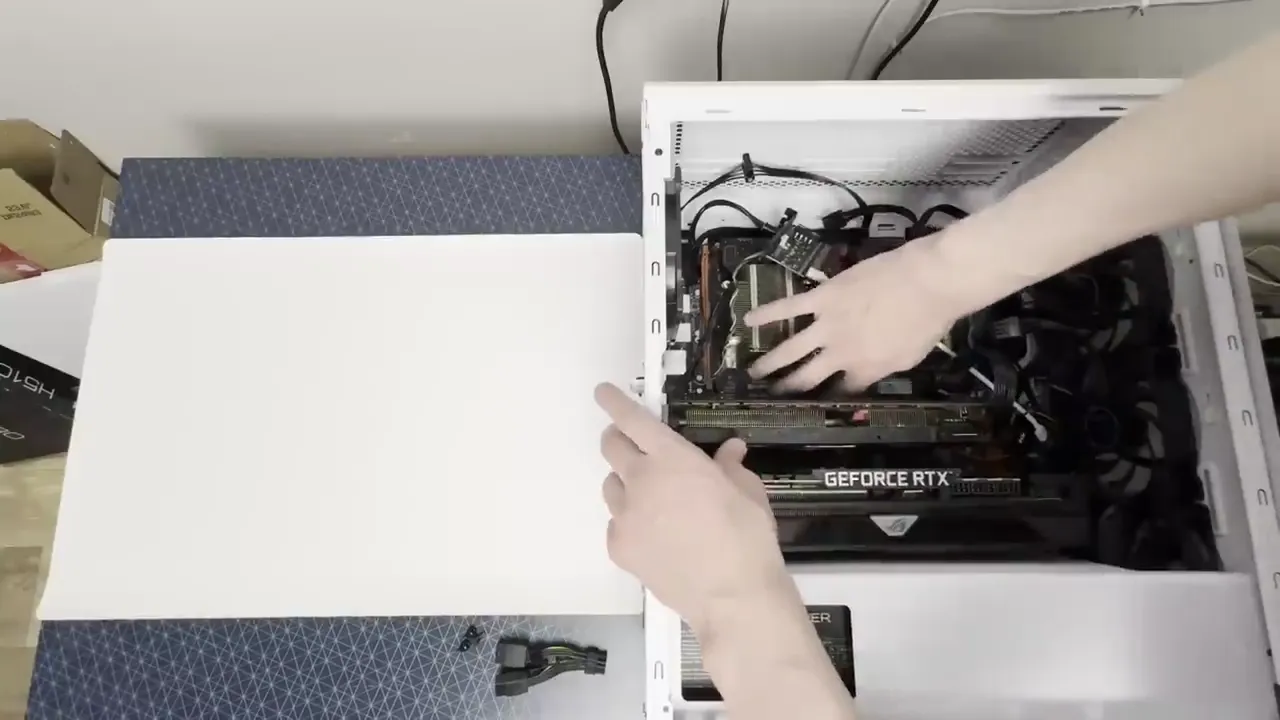 Initial GPU installation attempt in desktop case